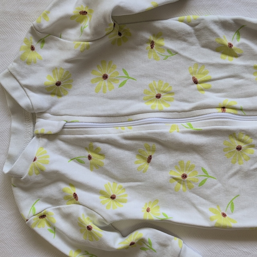 george floral white cotton 2-way zipper footie sleeper pajamas 0-3 months baby - Picture 3 of 5